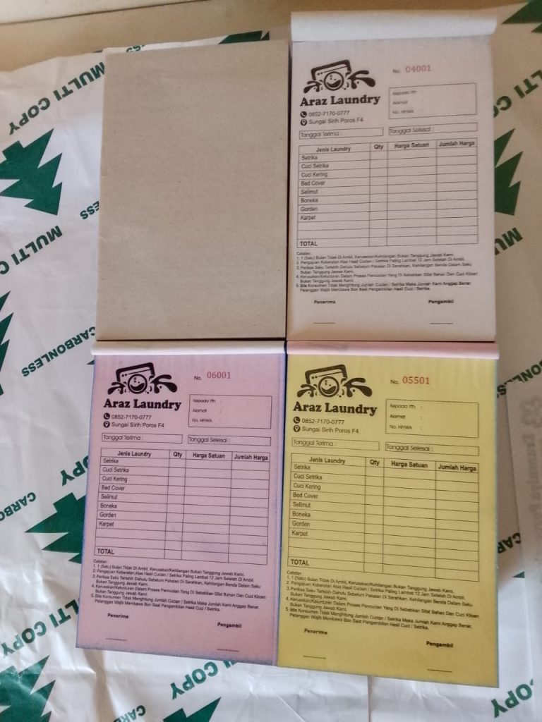 Harga cetak nota usaha